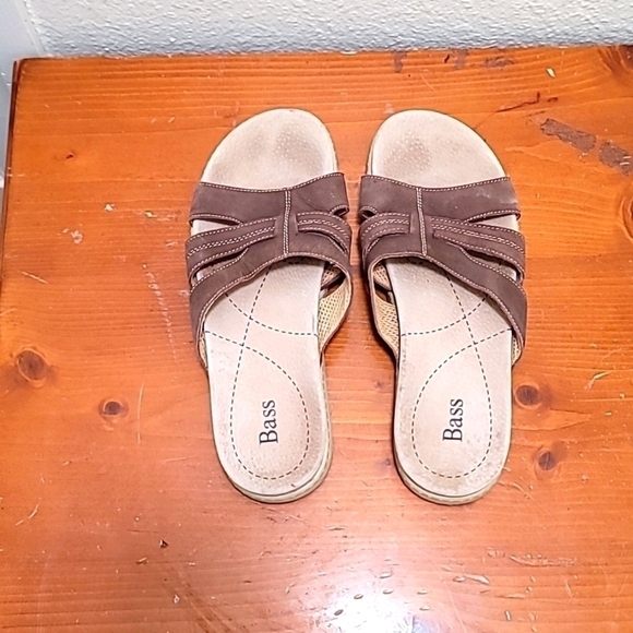 BASS SLIDES  WOMEN'S LEATHER MONTEGO  BROWN SIZE 8.5 - Picture 4 of 7